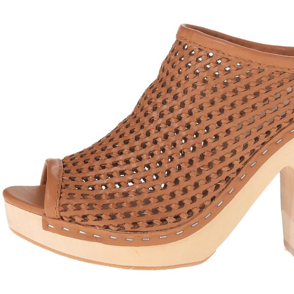 Dolce Vita New BROOKS Clog Woven Leather Platform Mules Shoe NIB Nude Tan Womens - Picture 4 of 16